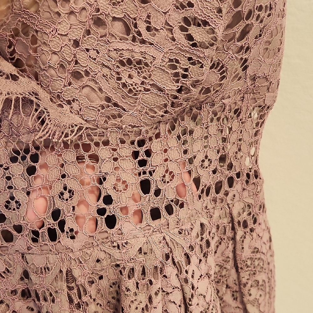 ASOS Lace Mini Dress in Dusty Pink - Picture 4 of 8